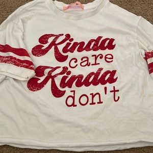 A red and white crop shirt